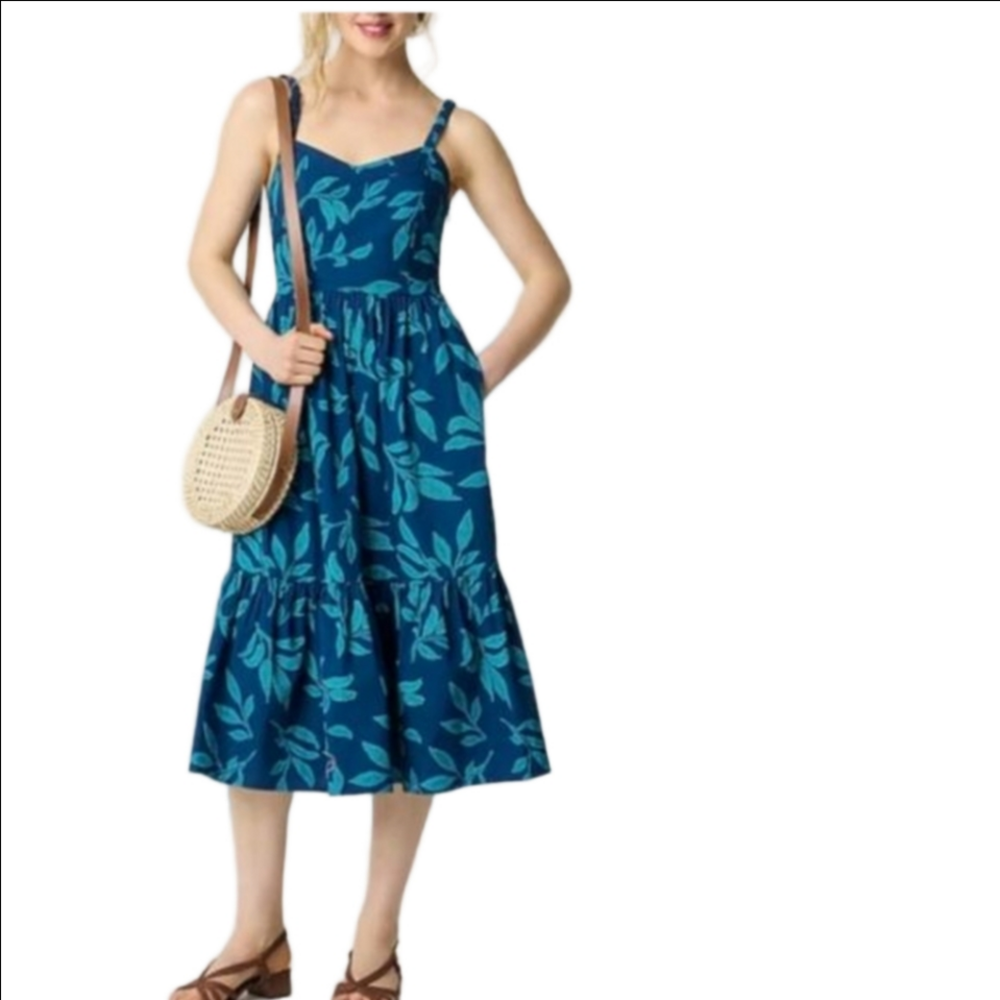 J Crew Factory Poplin corset midi dress CA410 Size 12 NWT Tropical